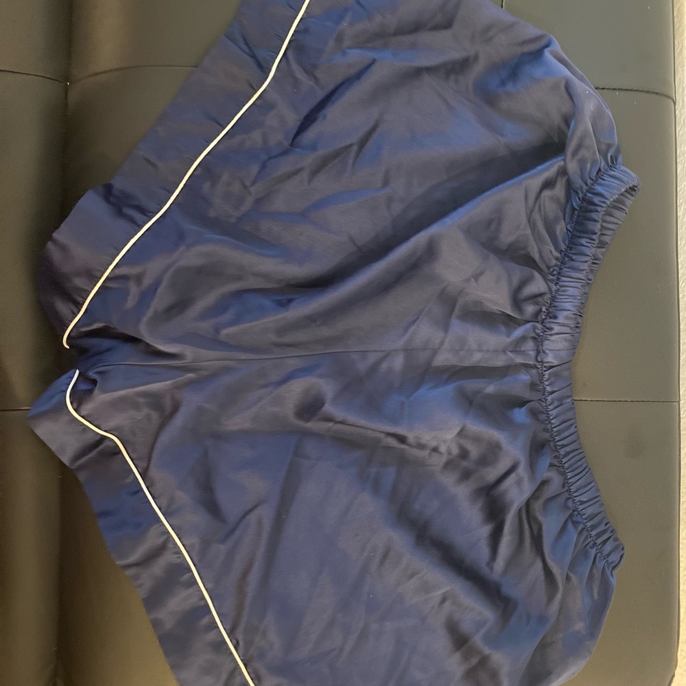 Blue Satin Shorts with White Trim